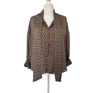 ZARA | Printed Shirt with ties by Zara | Mustard | Medium